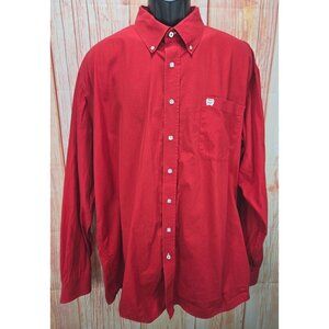 Cinch Mens Red Button-Down Dress Shirt XL Cotton